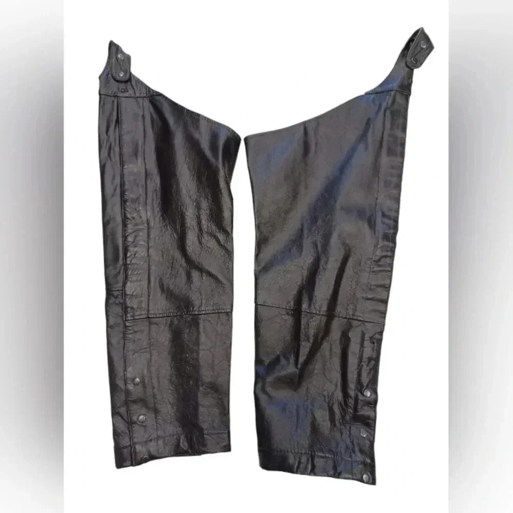 Bullmaster Genuine Leather Vintage Black Chaps Size Large
